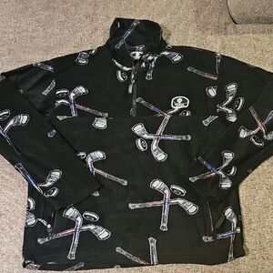 grandma pants Black Hockey Stick Fleece 1/4 Zip